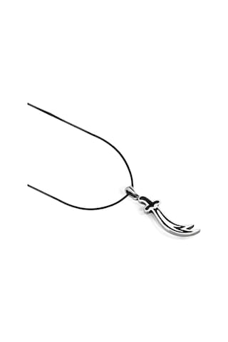 Oya Silver Siyah Mineli Detayı Zülfikar Kılıcı Gümüş Kolye Ucu 4.7x1.1cm Oyot332
