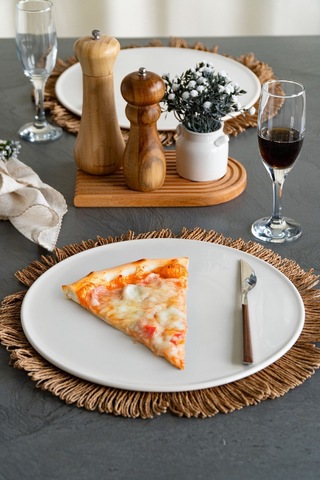 2'li 32 Cm Porselen Yalın Pizza Tabağı Beyaz