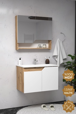 Teta Home Napoli 65 Cm Mdf Banyo Dolabı Seti Atlantik Çam-beyaz Atlantik Çam - Beyaz