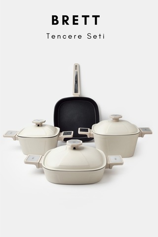 Brett 7 Parça Tencere Seti Krem Krem