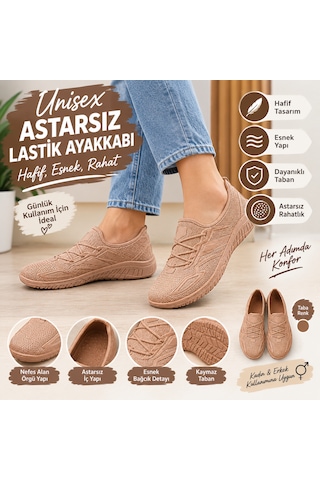 Astarsız Lastik Ayakkabı Hafif Esnek Rahat Günlük Ayakkabı Sarı