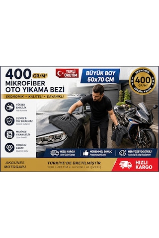 50x70 Cm Battal Boy 400 Gsm Mikrofiber Oto Kurulama Bezi - Araç, Motosiklet, Cam Ve Detay Temizlik Bezi - Yerli Üretim