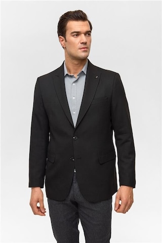 Siyah Regular Desenli Mono Yaka 6 Drop Ceket Siyah