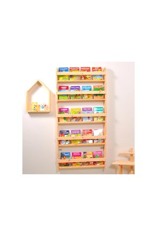 Markaawm Çocuk Odası Eğitici Montessori Kitaplık Mobilya Raf Duvar Rafı 5 Çok Renkli