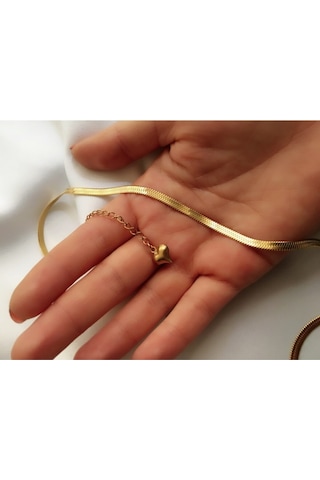 Kadın Yüksek Kalite Çelik İtalyan Zincir Kolye 45cm Altın