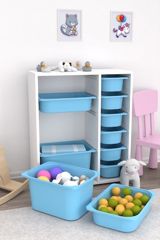 Zen Çok Amaçlı Oyuncak Dolabı 10 Sepetli - Mavi 2d2k6u Mavi