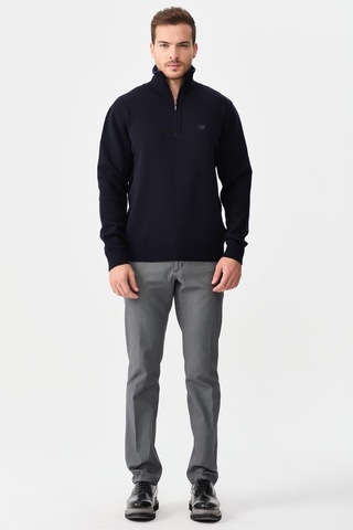 Erkek Fermuarlı Yaka Klasik Yün Kazak Y.a Lacivert Y.a Lacivert