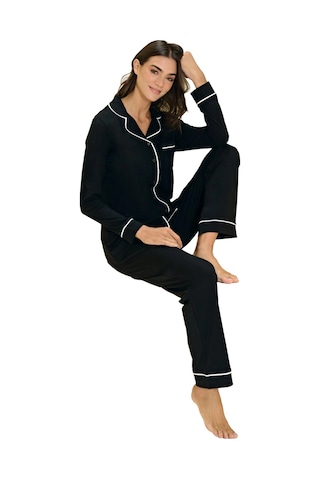 Over Sleep By Poleren Over Sleep 3303 Kadın Uzun Kol Modal Önden Düğmeli Pijama Takım M-l-xl-xxl Siyah Over Sleep By Poleren Over Sleep 3303 Kadın Uzun Kol Modal Önden Düğmeli Pijama Takım M-l-xl-xxl Siyah
