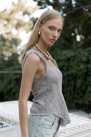 Mai Collection Mai Studios Co. Veilinas Asimetrik Kahve Keten Crop Kahve