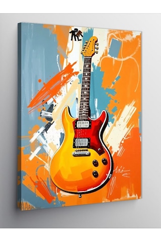 Kanvas Tablo Turuncu Elektrogitar 70cmx100cm