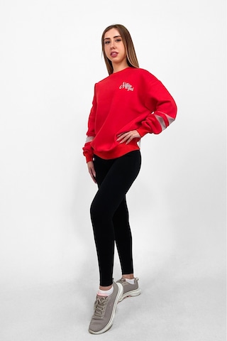 Nature The Brand Ntb Kolda Pvc Şerit Detaylı Oversize Sweatshirt Kırmızı