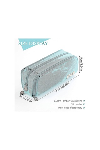 Büyük Kapasiteli Kalem Kutusu, 3 Bölmeli, Okul, Genç Kız, Erkek, Erkek, Kadın Kalem Çantası Sarı - Açık Mavi Yjd Th