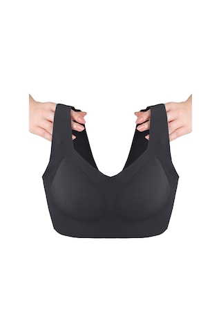 Balensiz Lazer Dikişsiz Çıkarılabilir Pedli Kalın Askılı Görünmez Sütyen Siyah