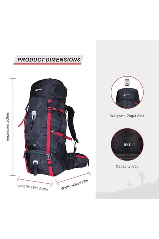 Quick Up Quickup Hiking Sırt Çantası 65 Litre-siyah-kırmızı Diğer