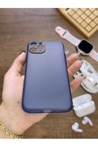 Apple iPhone 11 Pro Uyumlu Süper İnce Mat Ultra Thin Silikon Kılıf Lacivert