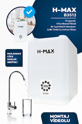 8l Çelik Tank 15 Aşama Multi Mineral 80gpd Su Arıtma Cihazı B3512