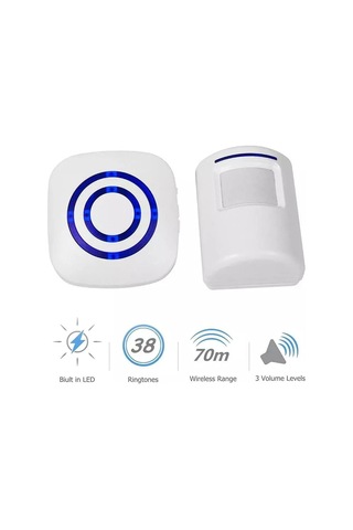 Kablosuz Ev Güvenlik Alarmı, Giriş Alarmı, Ziyaretçi Kapı Zili, 1 Plug-in Alıcı Ve 1 Pır Hareket Sensörü, Alar