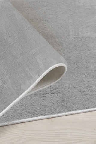 Valery Home Oval Comfort Puffy Overloklu Peluş Yolluk Açık Gri