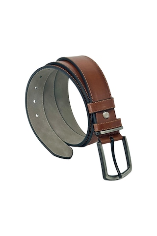 Süzer Deri Kahverengi Suni Deri 4 Cm. Genişlik Sarı Dikişli Düz Model Spor Erkek Kemer // 9011-1 Kahverengi