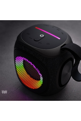 Lenyes S864 Rgb Işıklı Taşınabilir Tws Bluetooth Speaker Hoparlör V5.3 Siyah Siyah