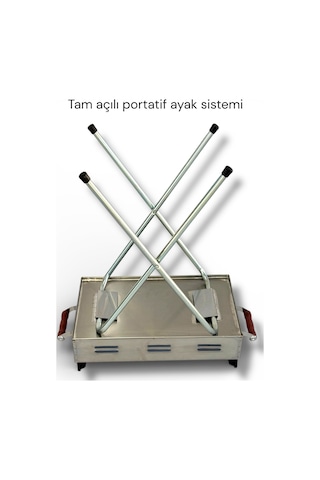 Paslanmaz Çelikten Katlanır Ayaklı ve 3 Kademeli Mangal 50x30x70cm Çantalı