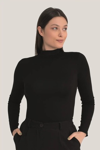 Floranova Özel Seri Kombinler Kombinleme Çeşit Kadın Siyah Balıkçı Yaka Uzun Kollu Body 3 Adet Siyah-3