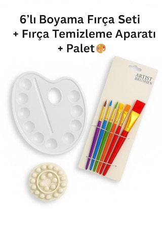 6 Lı Fırça&palet&cleaner Hobi Ve Profesyonel Seti Dmk-016