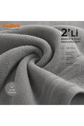 Özdilek Belda Plaj Havlusu 70x140 Cm Pamuklü Büyük Boy Yumuşak Havlu Yüksek Emici Hızlı Kuruyan Deniz, Plaj Havuz Havlusu Gri