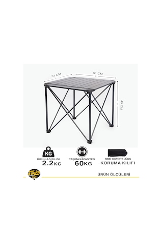 Funky Chairs Titanium Katlanabilir Çantalı Alüminyum Kamp Ve Piknik Masası Küçük 51x51x45 Çok Renkli