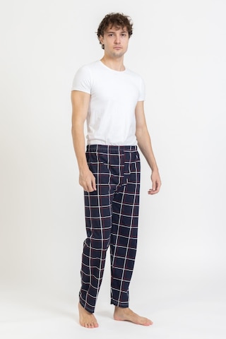 Erkek Kareli Desenli Tek Alt Pijama Lacivert-kırmızı Lacivert - Kırmızı