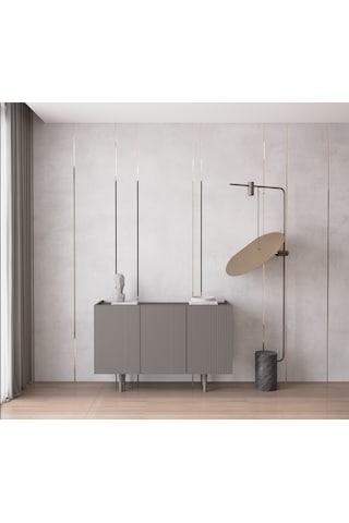 Enwood Capella Gri Mdf 3 Kapaklı Raflı 120 Lık Konsol