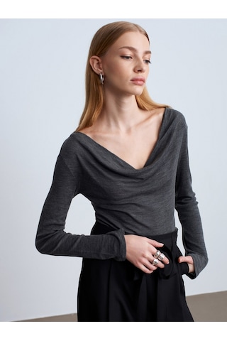 Dilvin 32570 %100 Yün Degaje Yaka Top-füme M. Füme M.