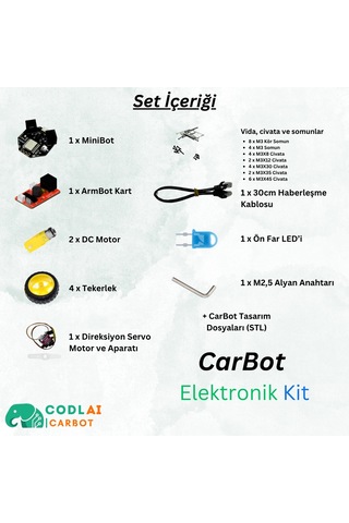 Codlaı Carbot Lite Başlangıç Seviyesi Programlanabilir Robotik Araba - Kendin Yap Dıy Eğitici Robot