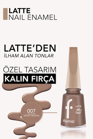 Flormar Latte Nail Enamel Yüksek Pigmentli & Parlak Bitişli Oje 007 Rose Mocha