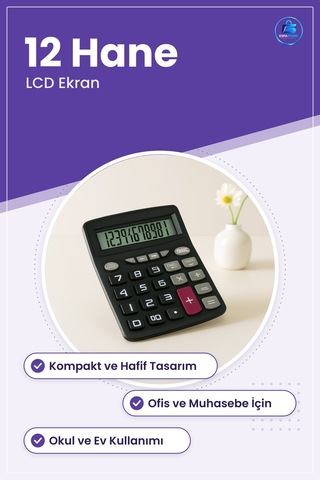 Masaüstü Hesap Makinesi Haneli Lcd Ekran Ofis Muhasebe Kasa Okul Çok Renkli