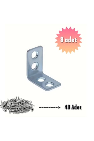 Deprem Dayanıklı Metal L Köşe Demiri 8 Li Raf, Çekmece Ve Mobilya Bağlantı Aparatı Gri