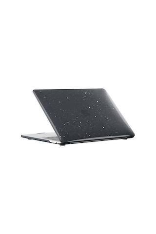 Apple MacBook Uyumlu Air 13.6 Inç A2681 M2 - A3113 M3 Işlemcili Koruma Kılıfı Parlak Simli Kılıf Hardcase Kapak Parlak Simli Siyah
