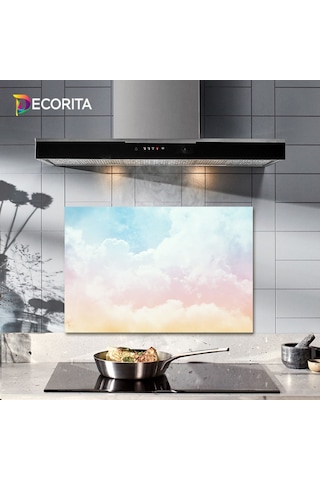 Decorıta Cam Ocak Arkası Koruyucu | Renkli Bulutlar