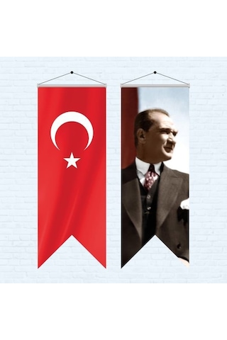 Atatürk Posteri Ve Türk Bayrağı Kırlangıç 70x200 Cm -7 Tek Ebat