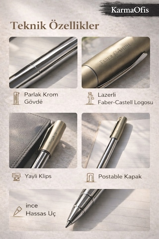 Faber-castell Ambition Chrome Roller Kalem Premium Krom Gövde Şık İmza Kalemi Diğer