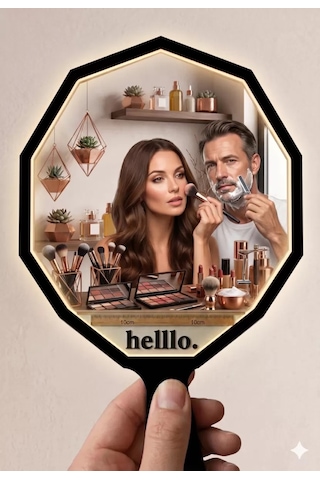 Znv Zenvia Mey İthalat Lüks Geometrik El Aynası - 10x10cm Çanta Boyu - Kırılmaz Güvenli Pleksi Ayna Kadın & E Renkli