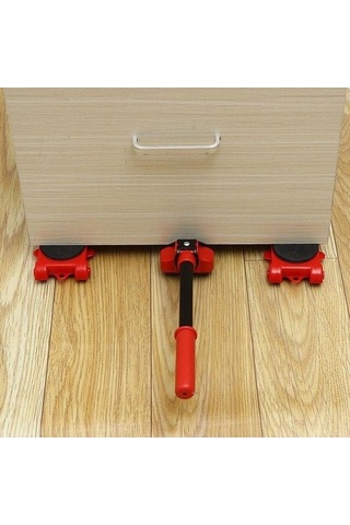 Pazly 5 Adet Sarı Mobilya Taşıyıcı 4 Mobil Silindir + 1 Tekerlek Çubuk Ev Taşıma Aracı Sarı