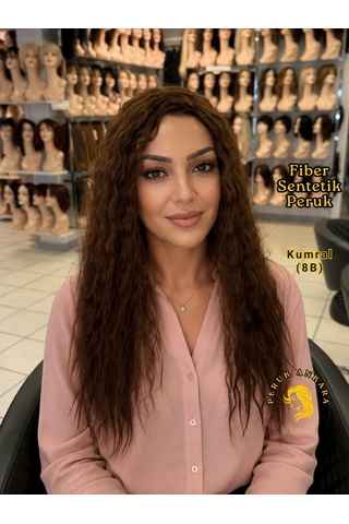 Afro Dalgası Peruk Fiber Sentetik Kumral