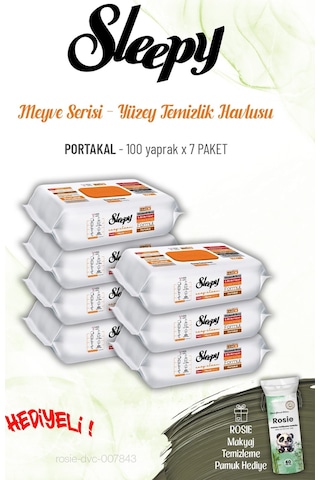 Sleepy 7 Paket Portakal Yüzey Temizlik Havlusu 100 Yaprak Ve Rosıe Tekli