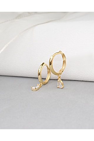 Brezza Lusso Jewelry 18k Serie Oro Damla Taşlı Minimal Kadın Gümüş Küpe