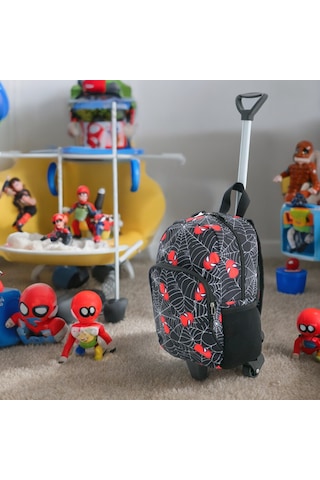 Çocuk Anaokulu Kreş Çekcekli Çanta 2 Bölmeli Suluklu Spiderman