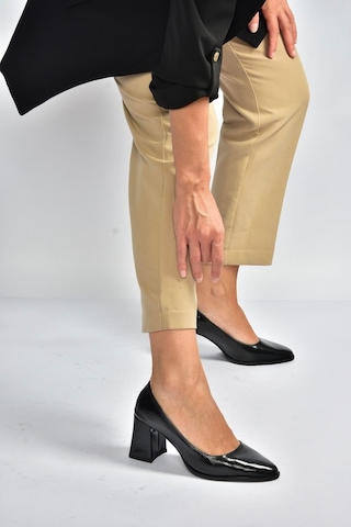 Fox Shoes V676680060 Siyah Rustik Kalın Topuklu Kadın Ayakkabı Siyah