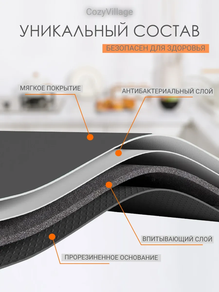 Cozy Village 40x30cm Emici Bulaşık Kurutma Paspası 186841021 Koyu Gri