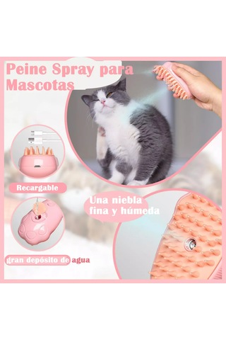Hombey Kedi Köpek Saç Dökülmesini Azaltan Elektrikli Buhar Spreyli Fırça - Saç Çabuklanmasını Önleyen, Saçları Parlatıcı Kedi Ayak Desenli Pembe