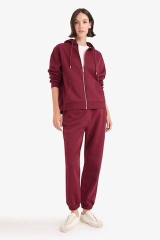 Defacto Relax Fit Kapüşonlu Basic Düz Kalın Fermuarlı Sweatshirt C1809ax25aubr115 Bordo